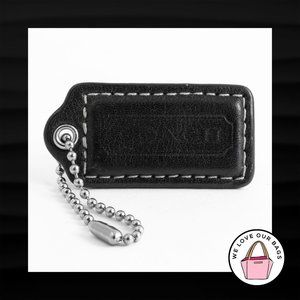 2" Medium COACH BLACK LEATHER KEY FOB BAG CHARM KEYCHAIN HANG TAG